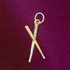 Gold Small Crossed Sticks Charm - 14k 