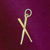 Gold Small Crossed Sticks Charm - 14k 